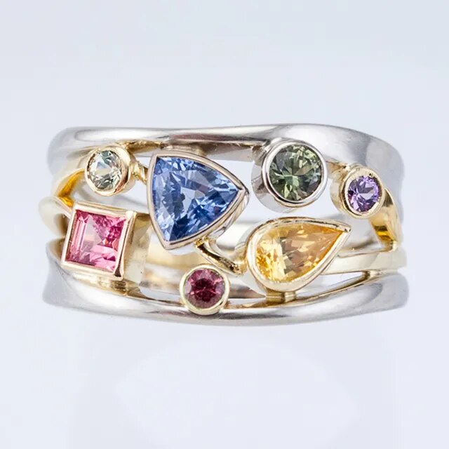 Chiara - Anello vintage con pietre colorati