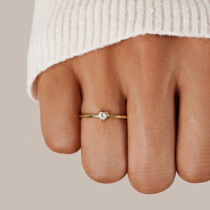 Amore - Anello con cuore di cristallo