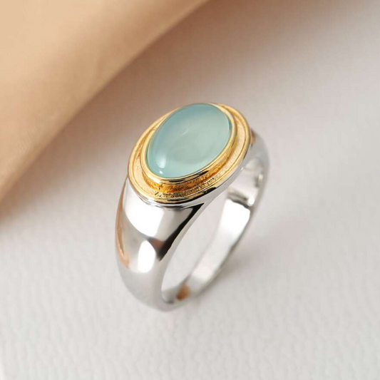 Gabi – Anello vintage con pietra di luna verde