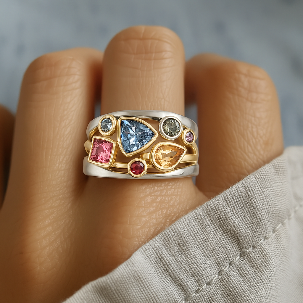 Chiara - Anello vintage con pietre colorati