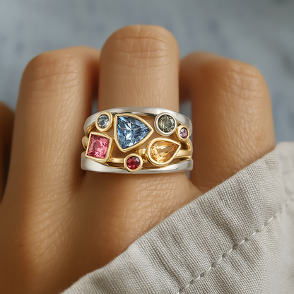 Chiara - Anello vintage con pietre colorati