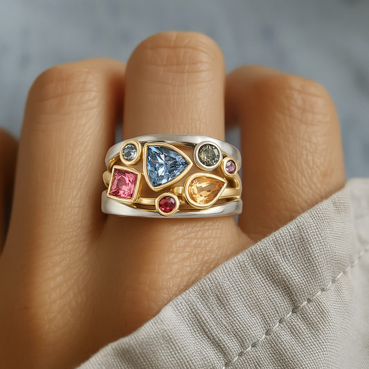 Chiara - Anello vintage con pietre colorati