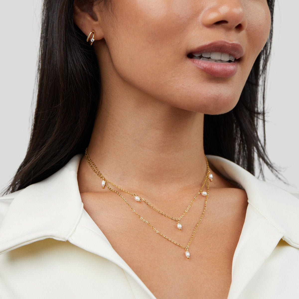 Kay – Collana a strati con perle a goccia