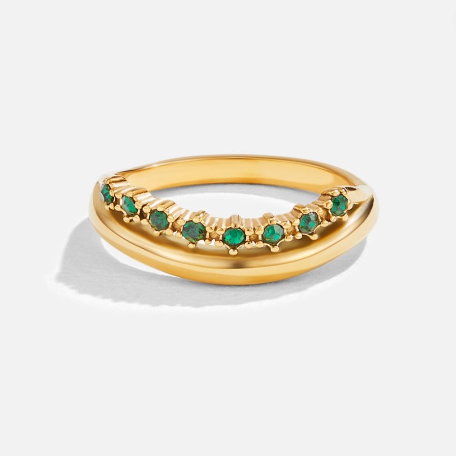 Mary – Anello a strati con pietre verdi