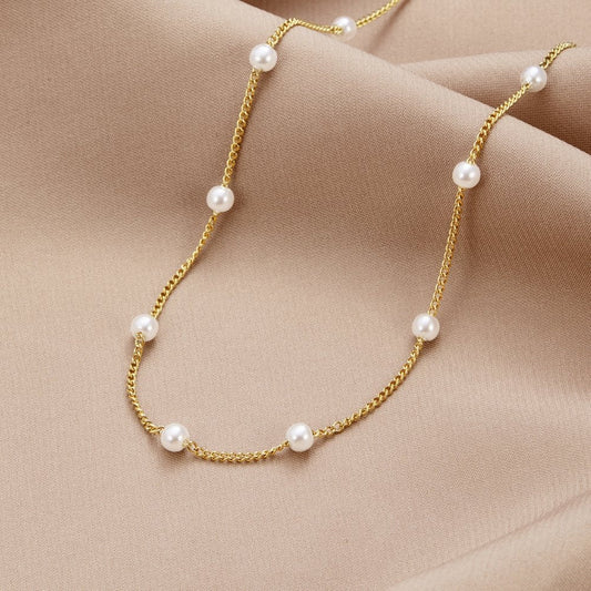Reine – Collana dorata con perle