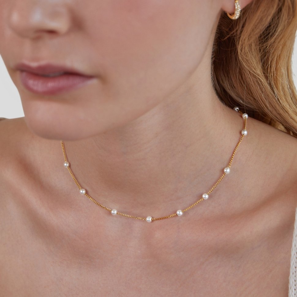 Reine – Collana dorata con perle