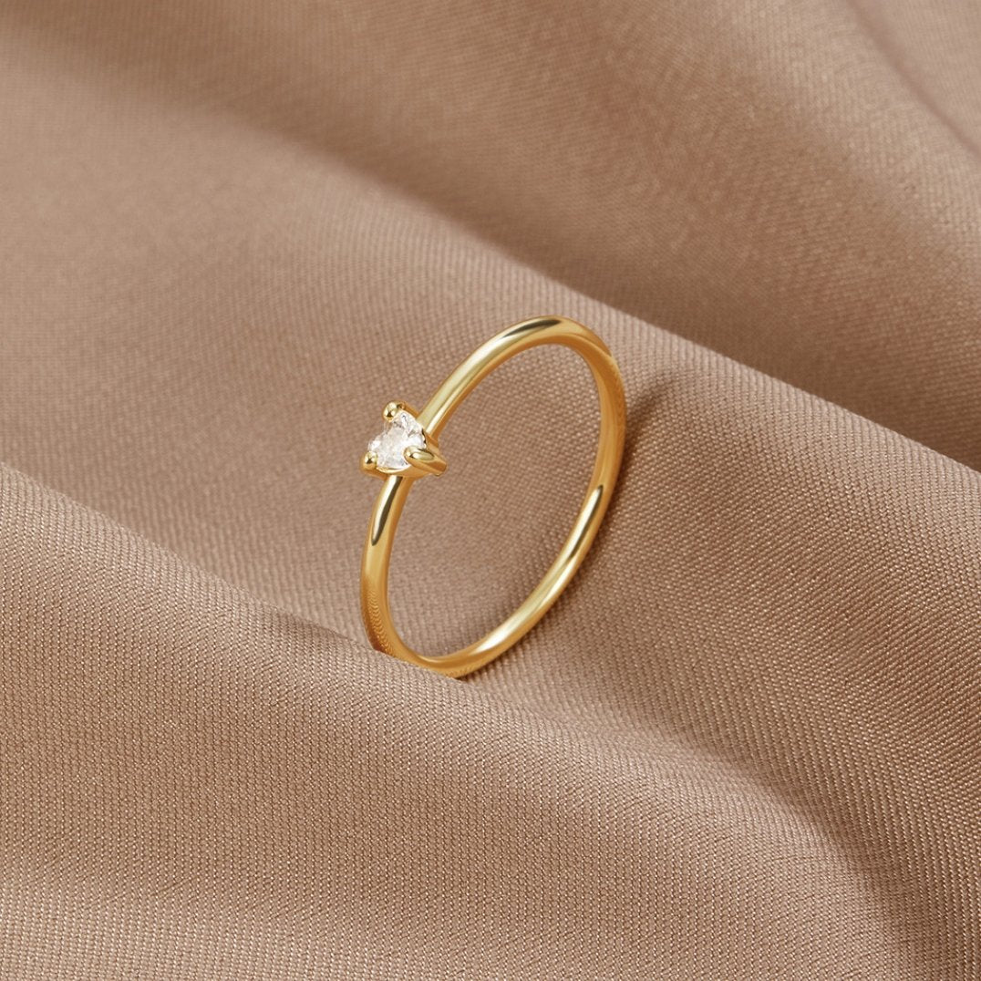 Amore - Anello con cuore di cristallo